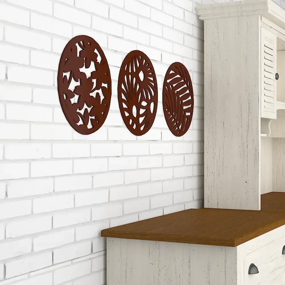 Beautiful Geometric Coaster Trivets in Brown color Design Wooden Wall Hanging Medium(29 inch X 9 inch)