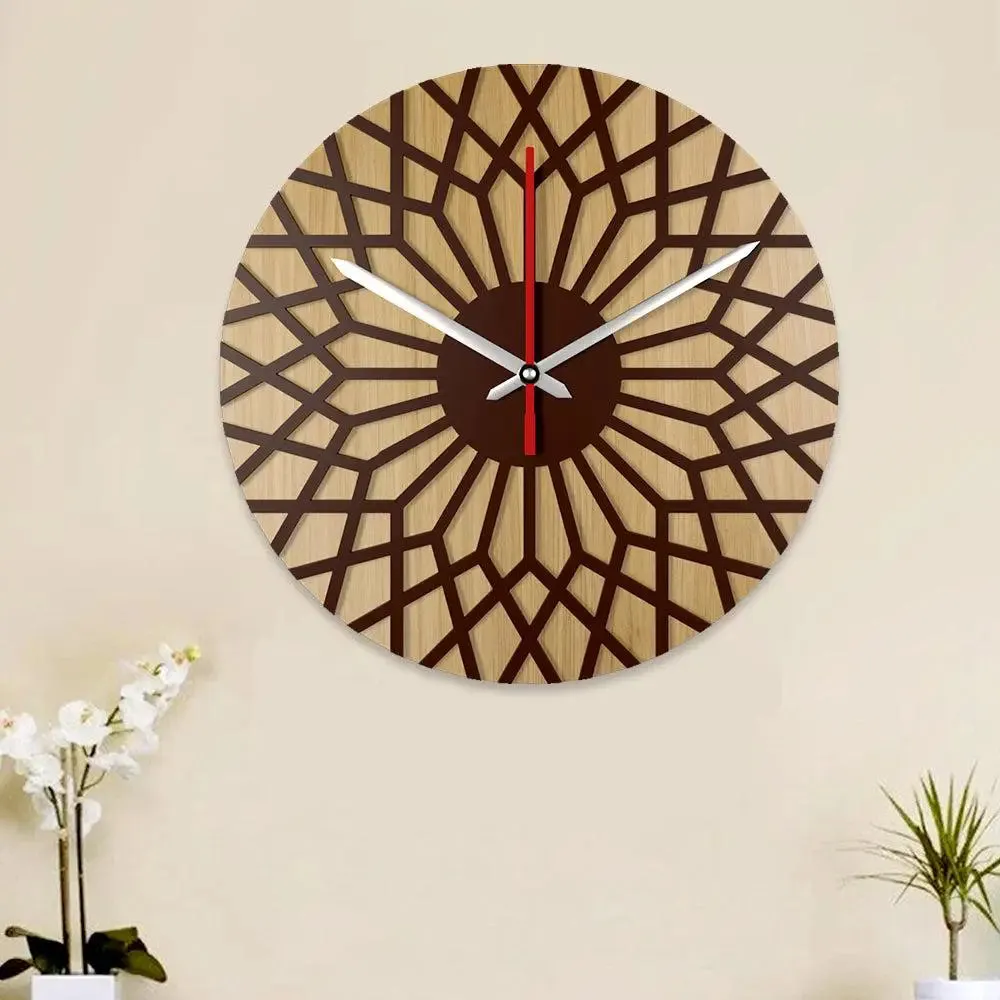 Beautiful Geometric Design Dual Layer Wooden Wall Clock