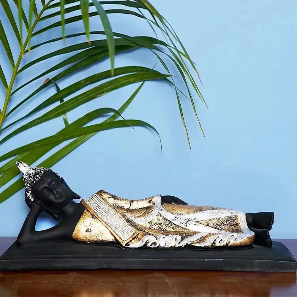 Beautiful Gold Handcrafted Sleeping Blessing Buddha Idol