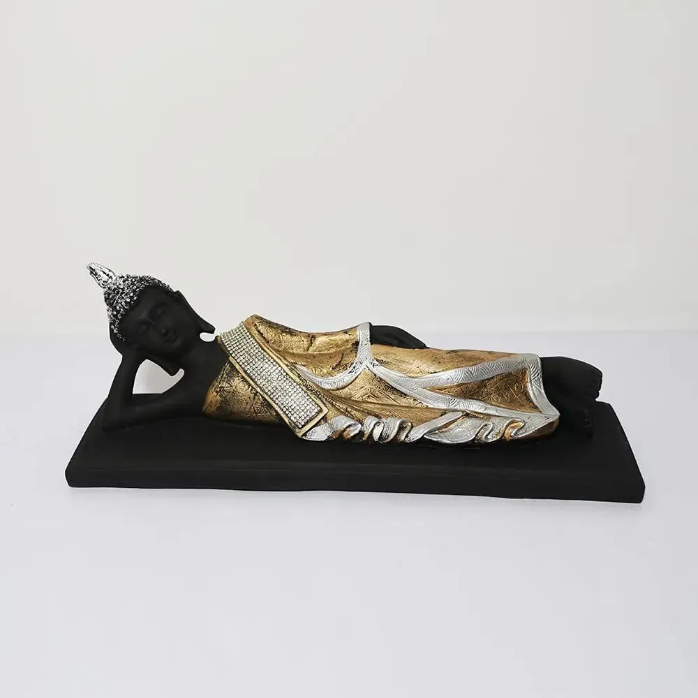 Beautiful Gold Handcrafted Sleeping Blessing Buddha Idol