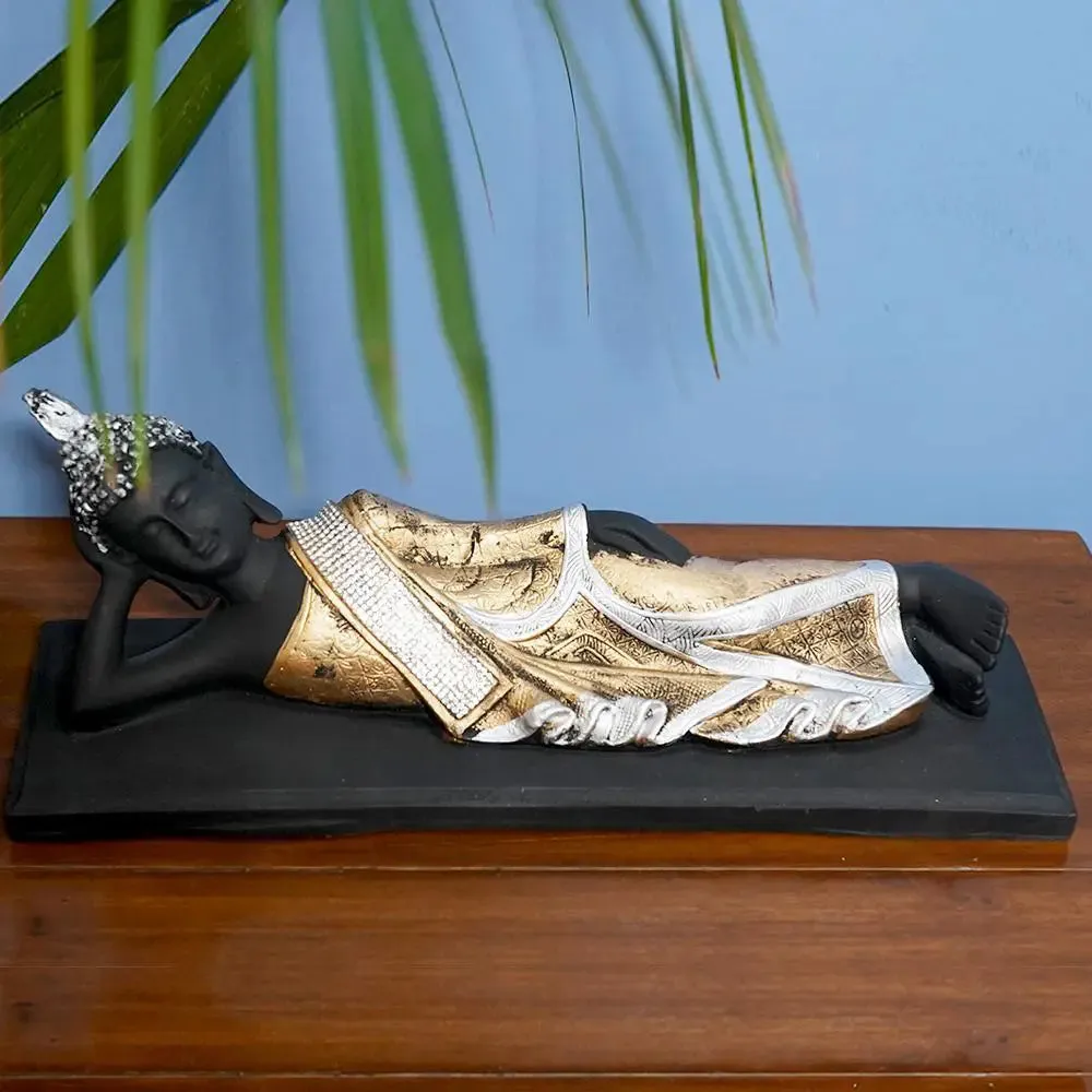 Beautiful Gold Handcrafted Sleeping Blessing Buddha Idol