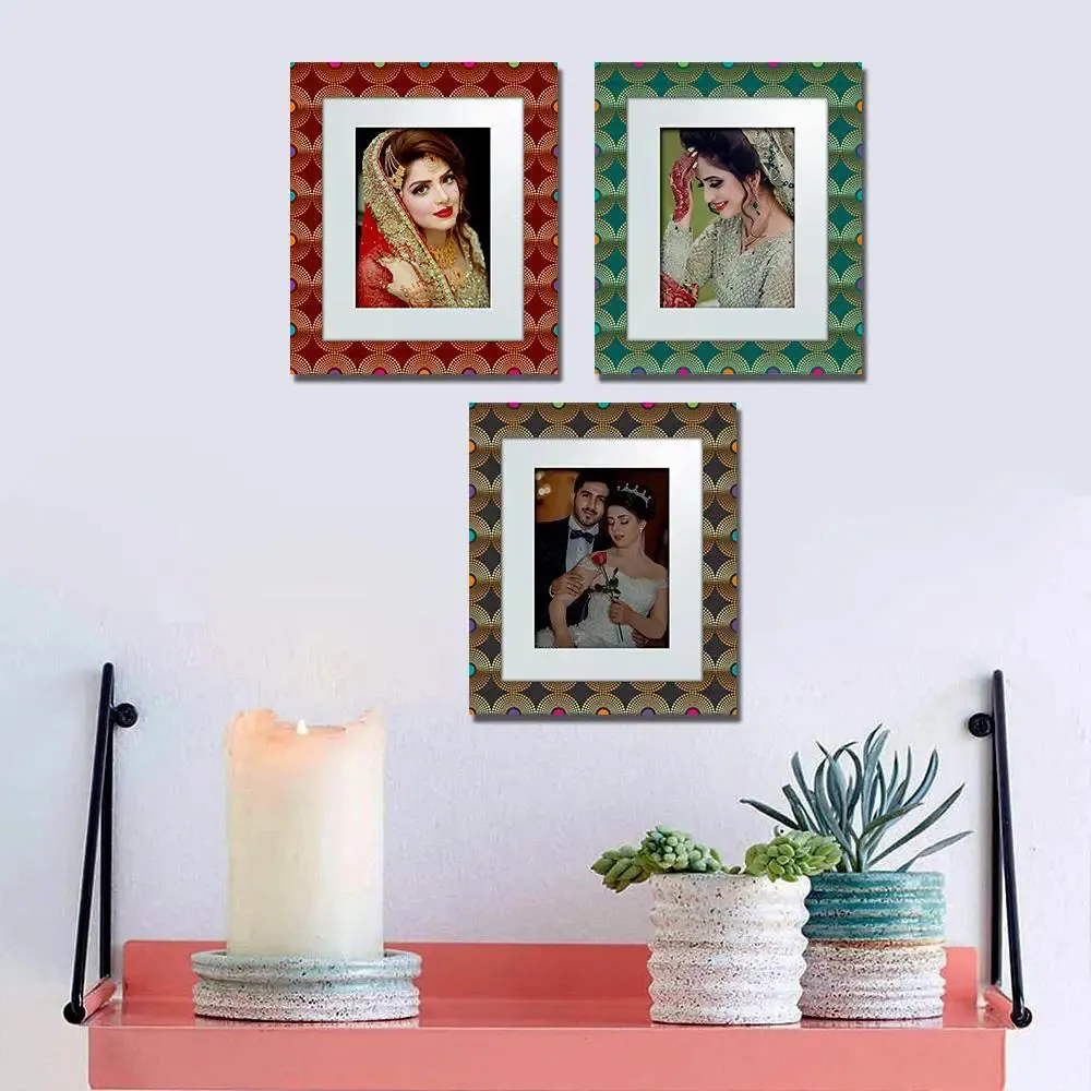 Beautiful Golden Dots Circle Pattern Canvas Printed Frame Set of 3