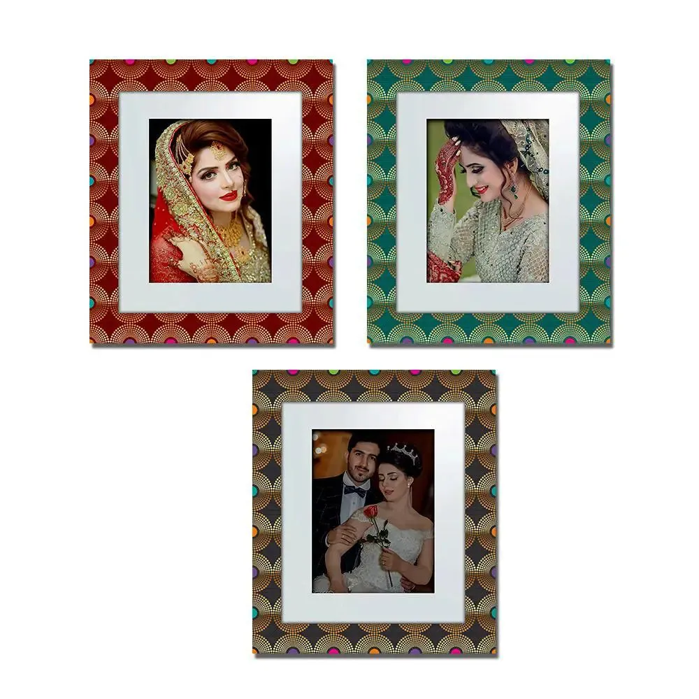Beautiful Golden Dots Circle Pattern Canvas Printed Frame Set of 3
