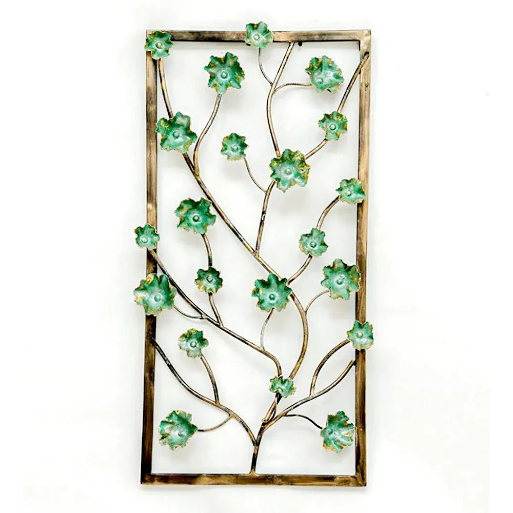 Beautiful Green Flowers Metal Wall Art