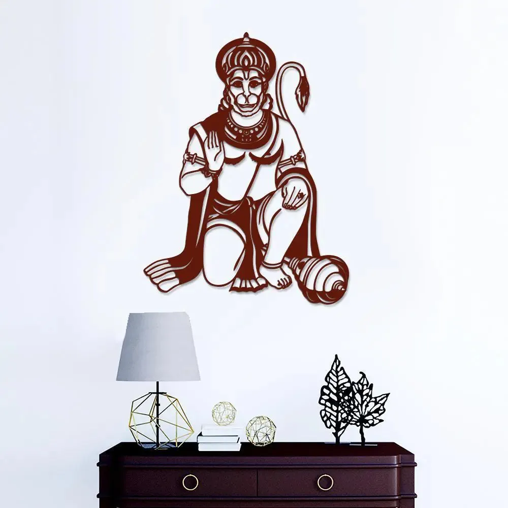 Beautiful Hanuman ji Wooden Wall Hanging, Living Room Wooden Wall Decoration Medium(18 inch X 14inch)