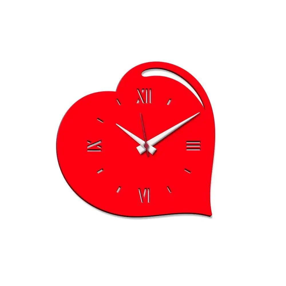 Beautiful Heart Design in Red Color Wooden Wall Clock