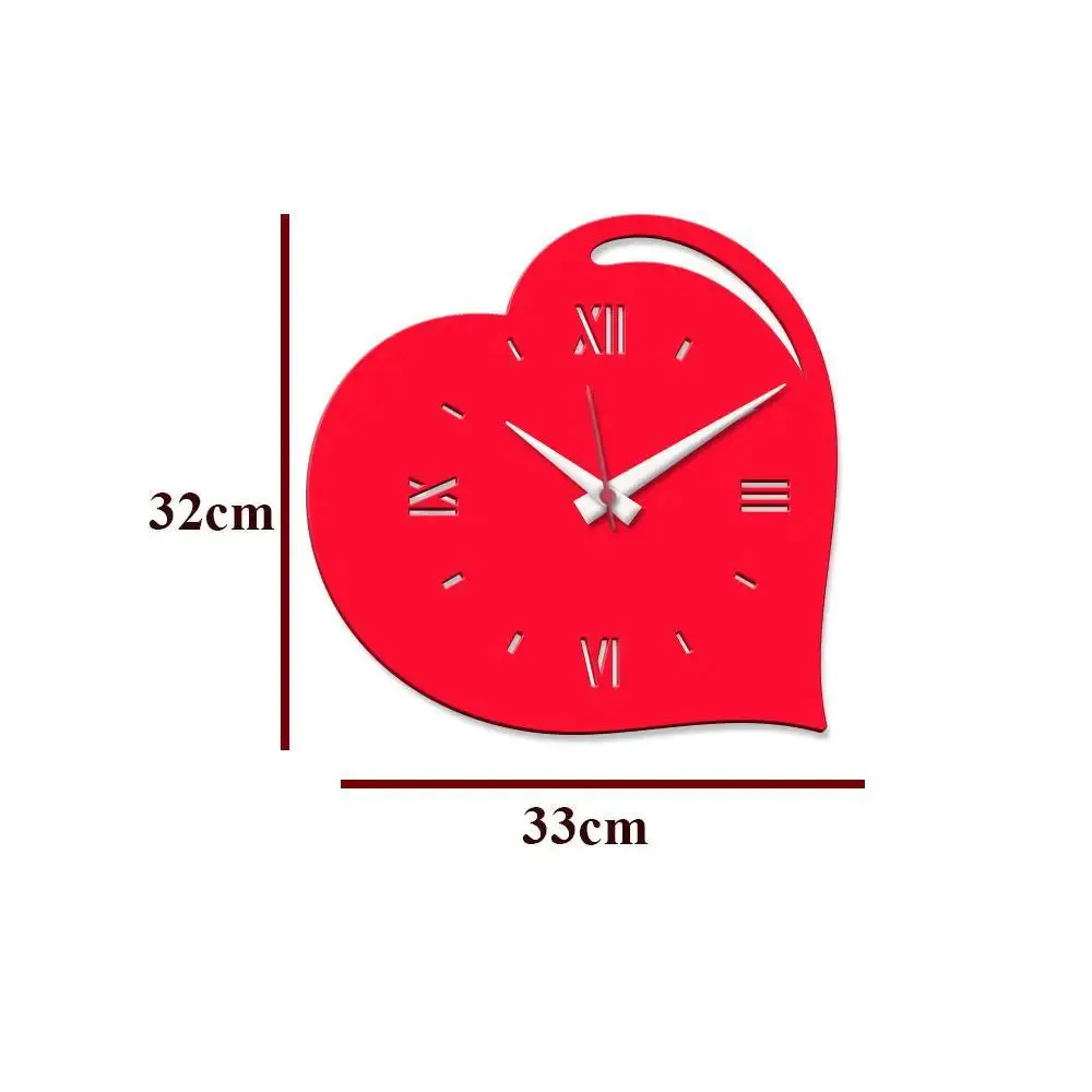 Beautiful Heart Design in Red Color Wooden Wall Clock