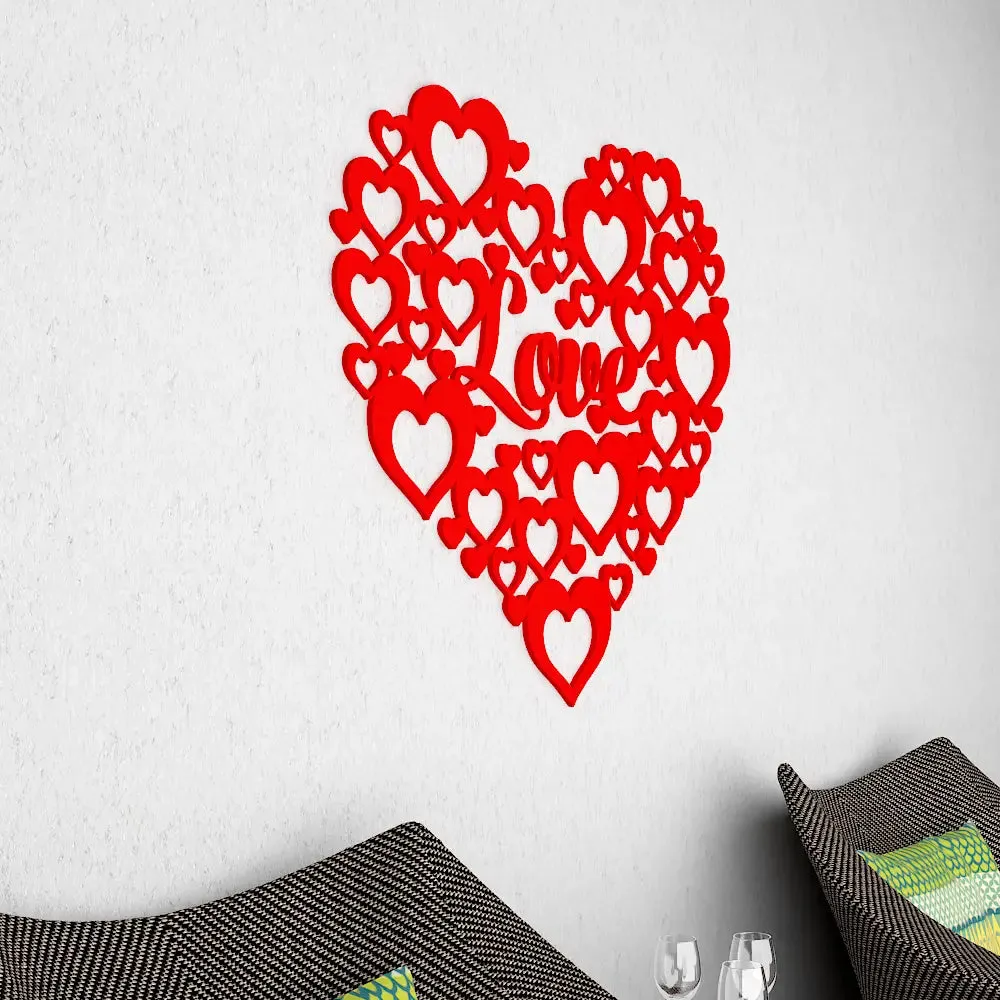 Beautiful Heart Design Wooden Wall Hanging, Living Room Wooden Wall Decoration Medium(18 inch X 18 inch)