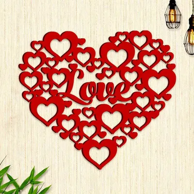 Beautiful Heart Design Wooden Wall Hanging, Living Room Wooden Wall Decoration