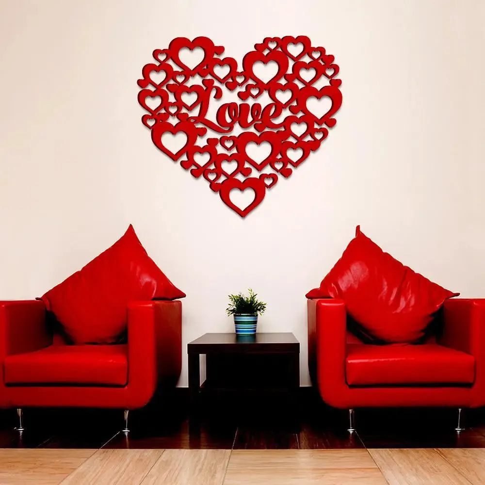 Beautiful Heart Design Wooden Wall Hanging, Living Room Wooden Wall Decoration Medium(18 inch X 18 inch)