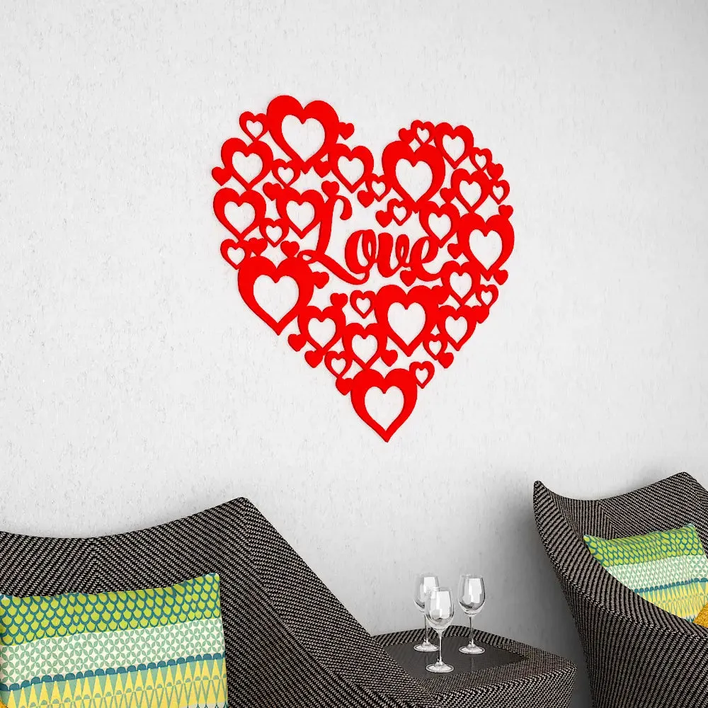 Beautiful Heart Design Wooden Wall Hanging, Living Room Wooden Wall Decoration Medium(18 inch X 18 inch)