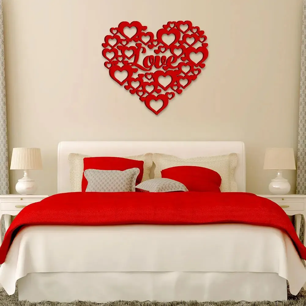 Beautiful Heart Design Wooden Wall Hanging, Living Room Wooden Wall Decoration Medium(18 inch X 18 inch)