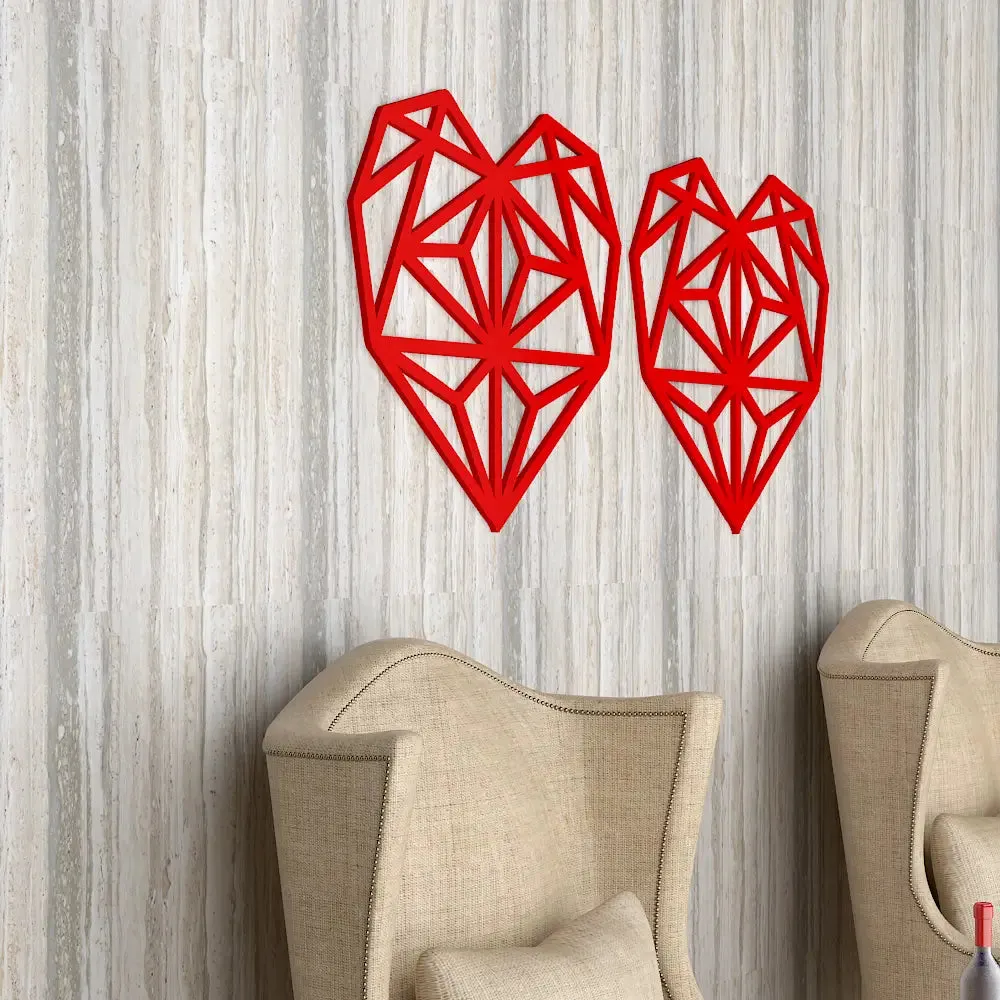 Beautiful Heart Geometric Pattern Wooden Wall Hanging, Living Room Wooden Wall Decoration Medium(13 inch X 23inch)