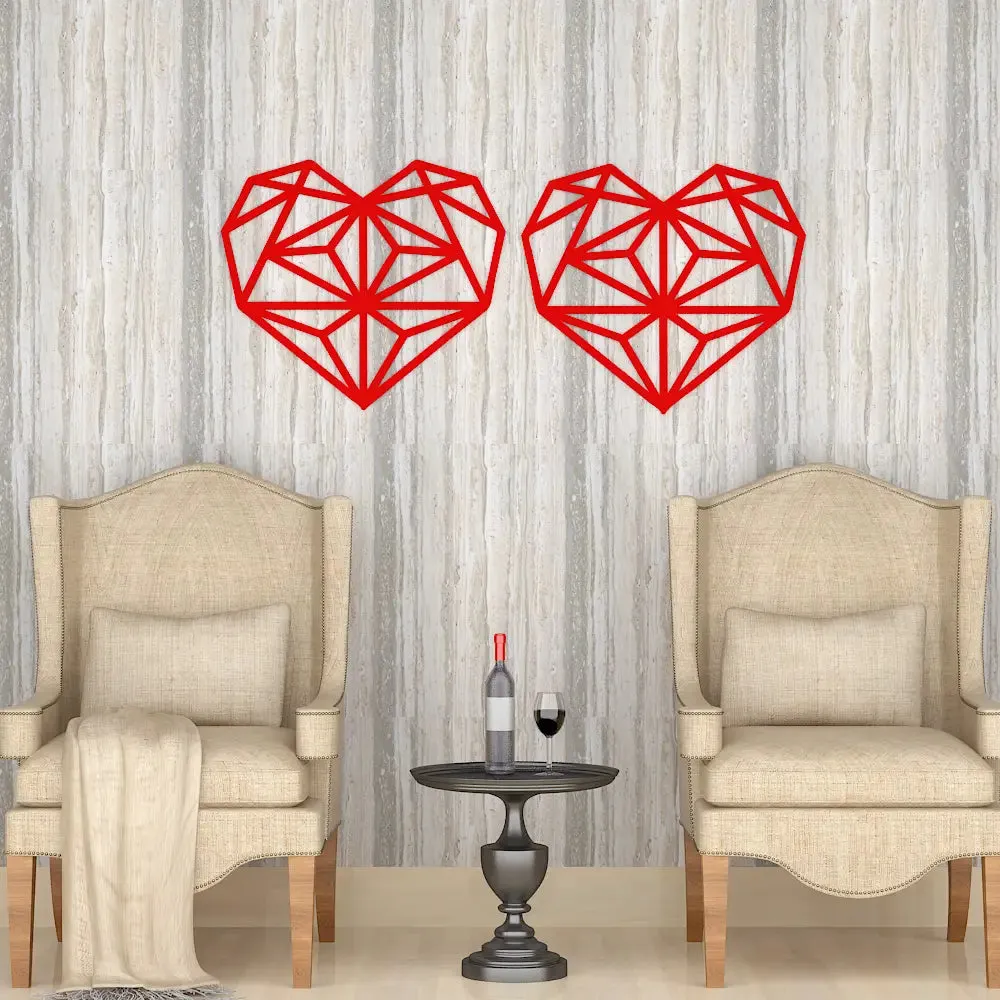 Beautiful Heart Geometric Pattern Wooden Wall Hanging, Living Room Wooden Wall Decoration Medium(13 inch X 23inch)