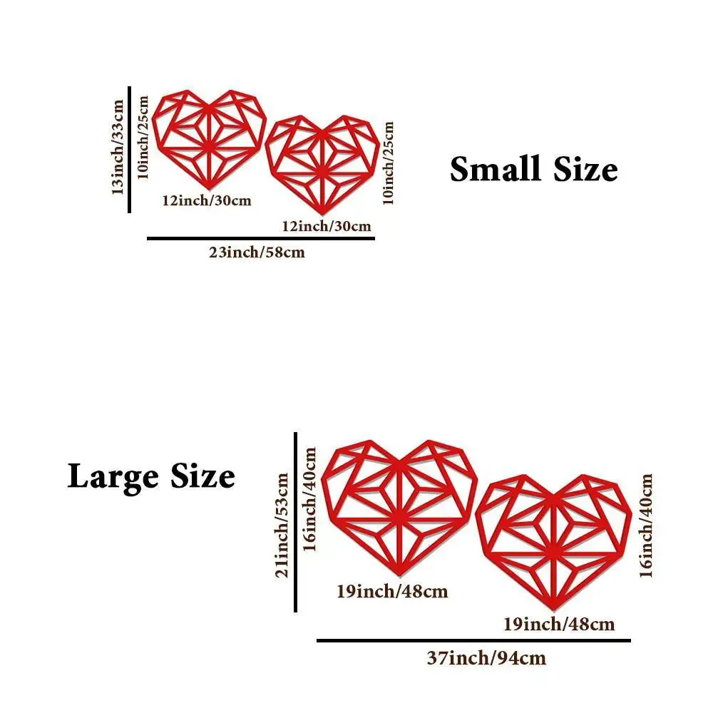 Beautiful Heart Geometric Pattern Wooden Wall Hanging, Living Room Wooden Wall Decoration Medium(13 inch X 23inch)