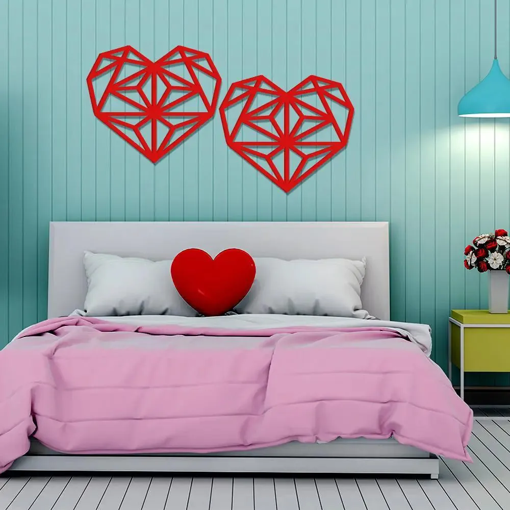 Beautiful Heart Geometric Pattern Wooden Wall Hanging, Living Room Wooden Wall Decoration Medium(13 inch X 23inch)