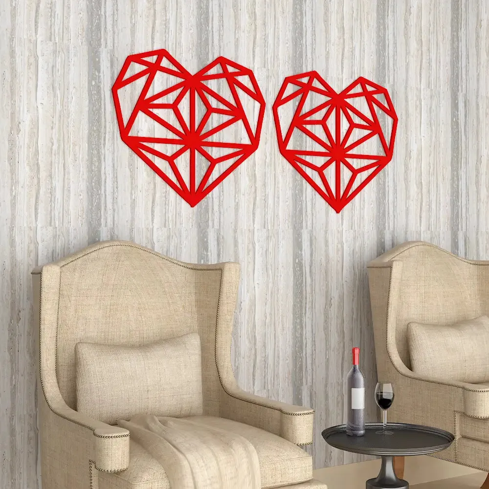 Beautiful Heart Geometric Pattern Wooden Wall Hanging, Living Room Wooden Wall Decoration Medium(13 inch X 23inch)