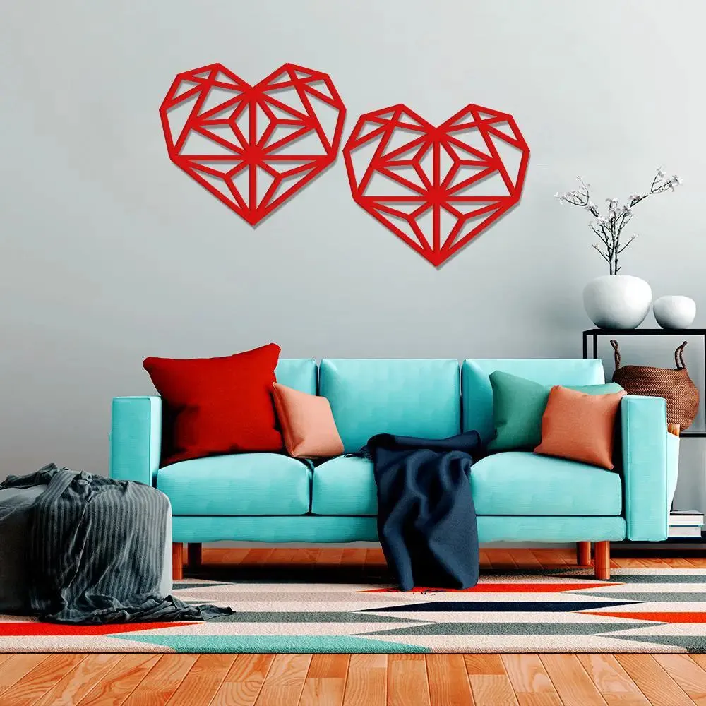Beautiful Heart Geometric Pattern Wooden Wall Hanging, Living Room Wooden Wall Decoration Medium(13 inch X 23inch)