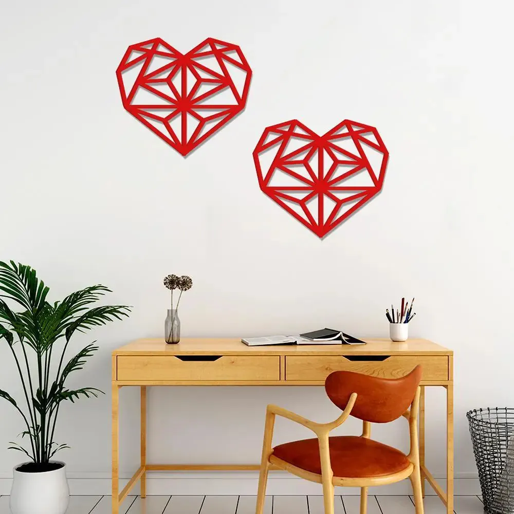 Beautiful Heart Geometric Pattern Wooden Wall Hanging, Living Room Wooden Wall Decoration Medium(13 inch X 23inch)