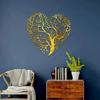 Beautiful Heart Shape Tree Design Wooden Wall Hanging, Living Room Wooden Wall Decoration