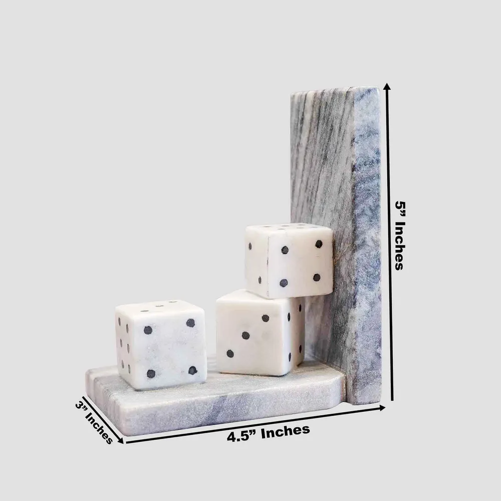 Beautiful Intricately Crafted White Italian Marble Bookend (Set of 2)