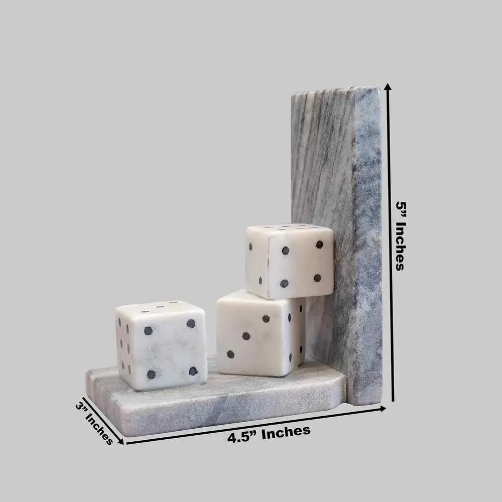 Beautiful Intricately Crafted White Italian Marble Bookend (Set of 2)