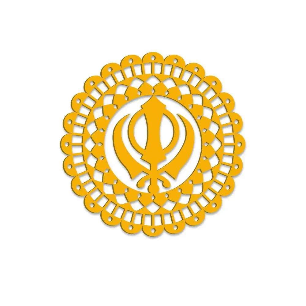 Beautiful Khanda Design in Circle Wooden Wall Hanging,  Living Room Wooden Wall Decoration Medium(18 inch X 18 inch)