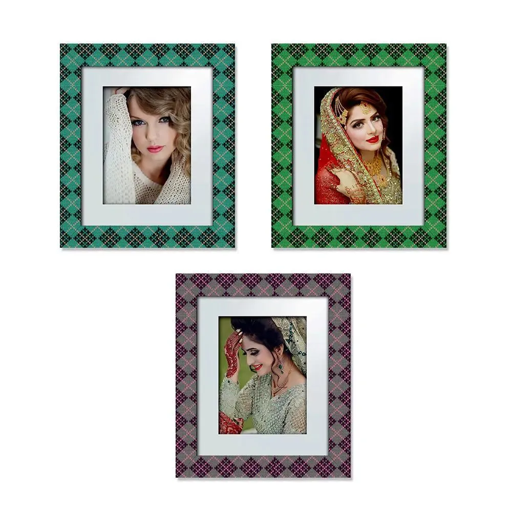Beautiful  Knitting Pattern Canvas Printed Frame Set of 3