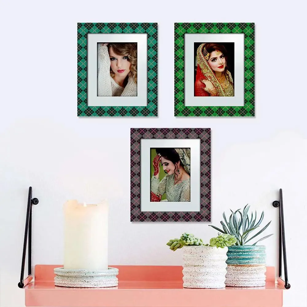 Beautiful  Knitting Pattern Canvas Printed Frame Set of 3
