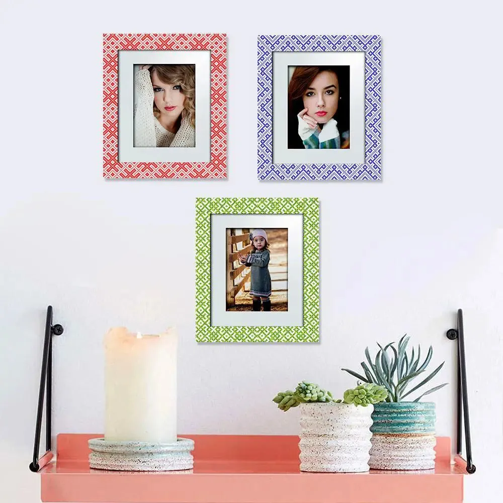 Beautiful Knitting Pattern Canvas Printed Frame Set of 3