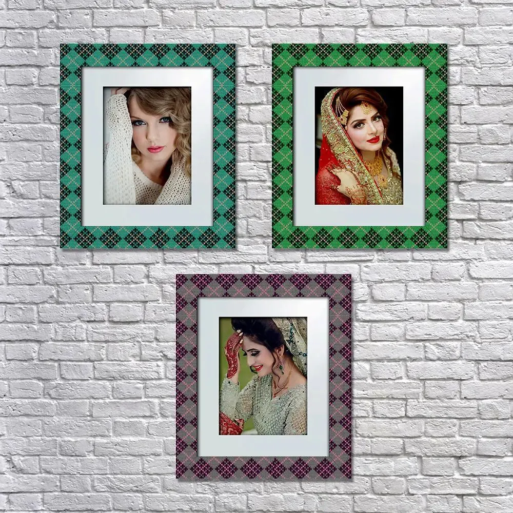 Beautiful  Knitting Pattern Canvas Printed Frame Set of 3