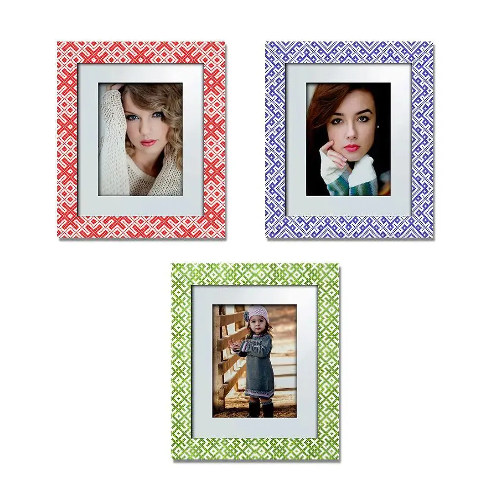 Beautiful Knitting Pattern Canvas Printed Frame Set of 3