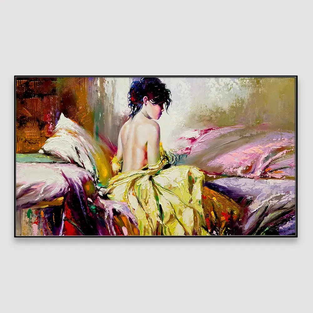 Beautiful Lady Charming Retro Canvas Art with  Wall Painting With Frame