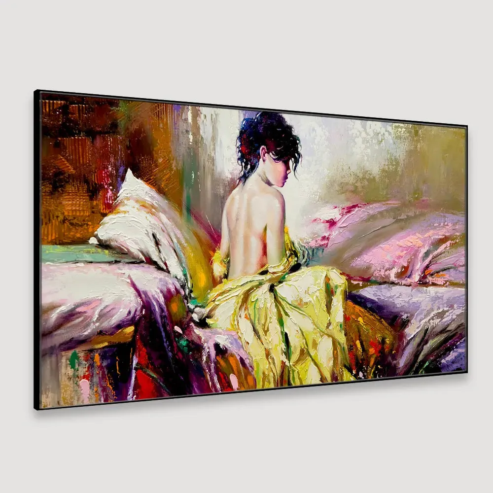 Beautiful Lady Charming Retro Canvas Art with  Wall Painting With Frame