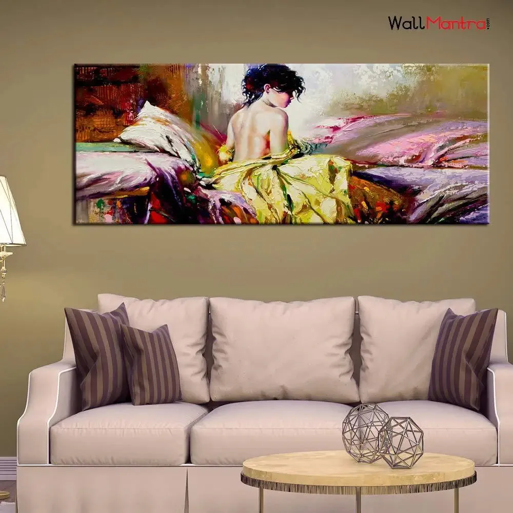 Beautiful Lady Charming Retro Canvas Art with  Wall Painting With Frame