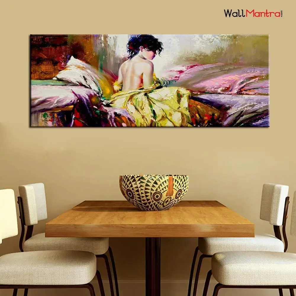 Beautiful Lady Charming Retro Canvas Art with  Wall Painting With Frame
