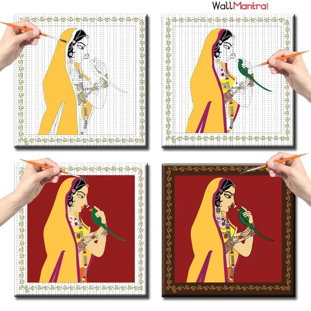 Beautiful Lady Colourful DIY(Do-It-Yourself)/ Paint by numbers canvas painting kit