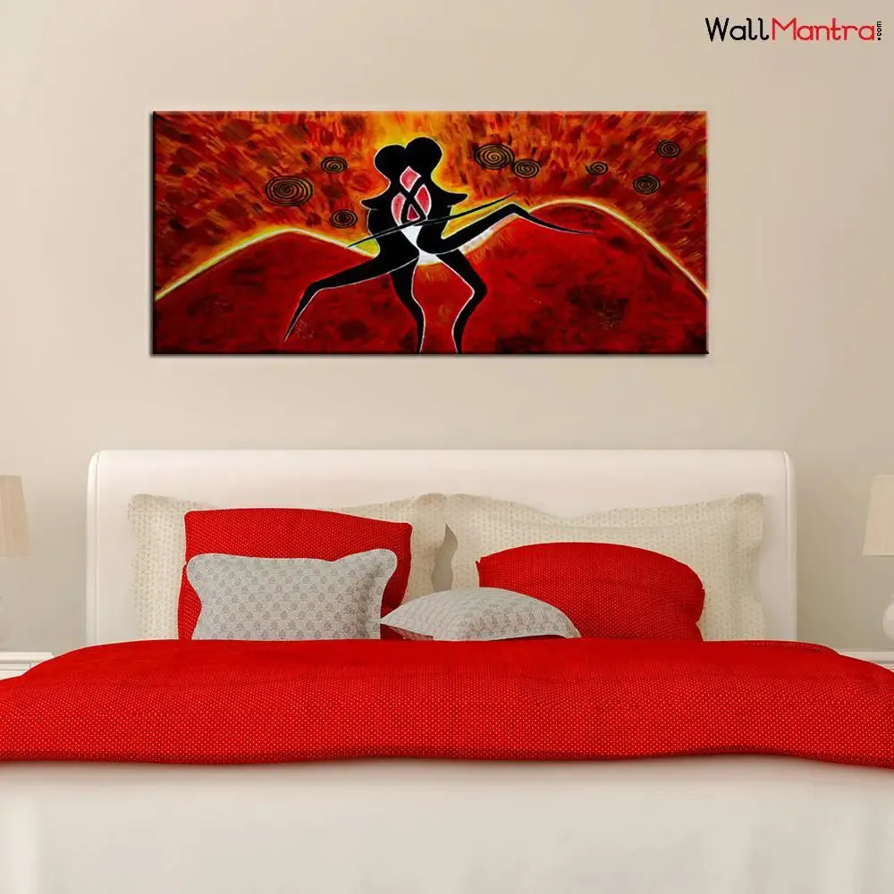Beautiful Large Dancing Girls Modern Art Canvas Printed Painting With Frame