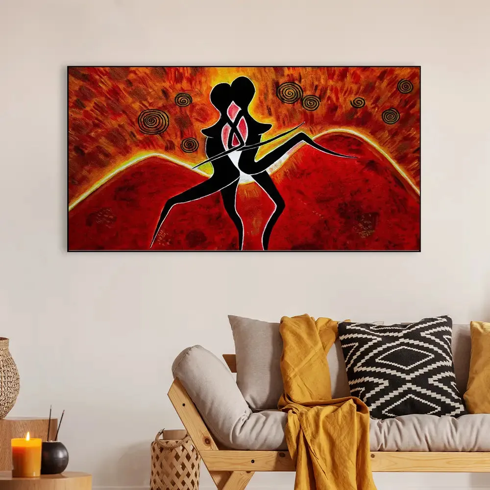 Beautiful Large Dancing Girls Modern Art Canvas Printed Painting With Frame