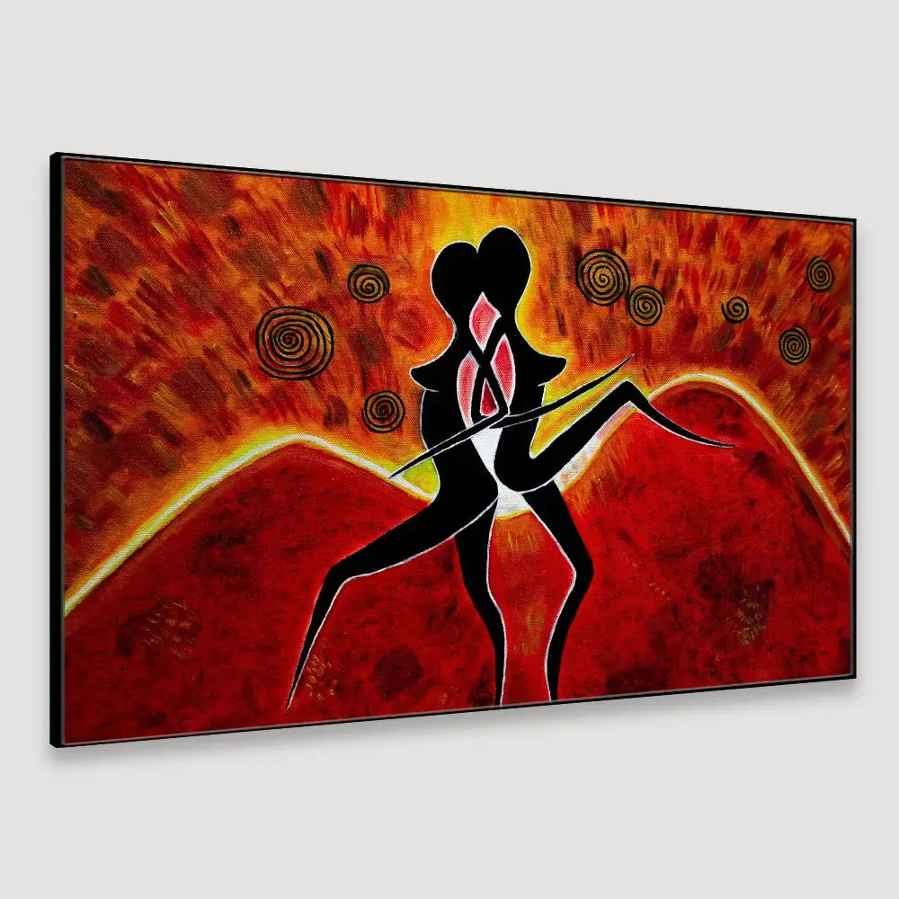 Beautiful Large Dancing Girls Modern Art Canvas Printed Painting With Frame
