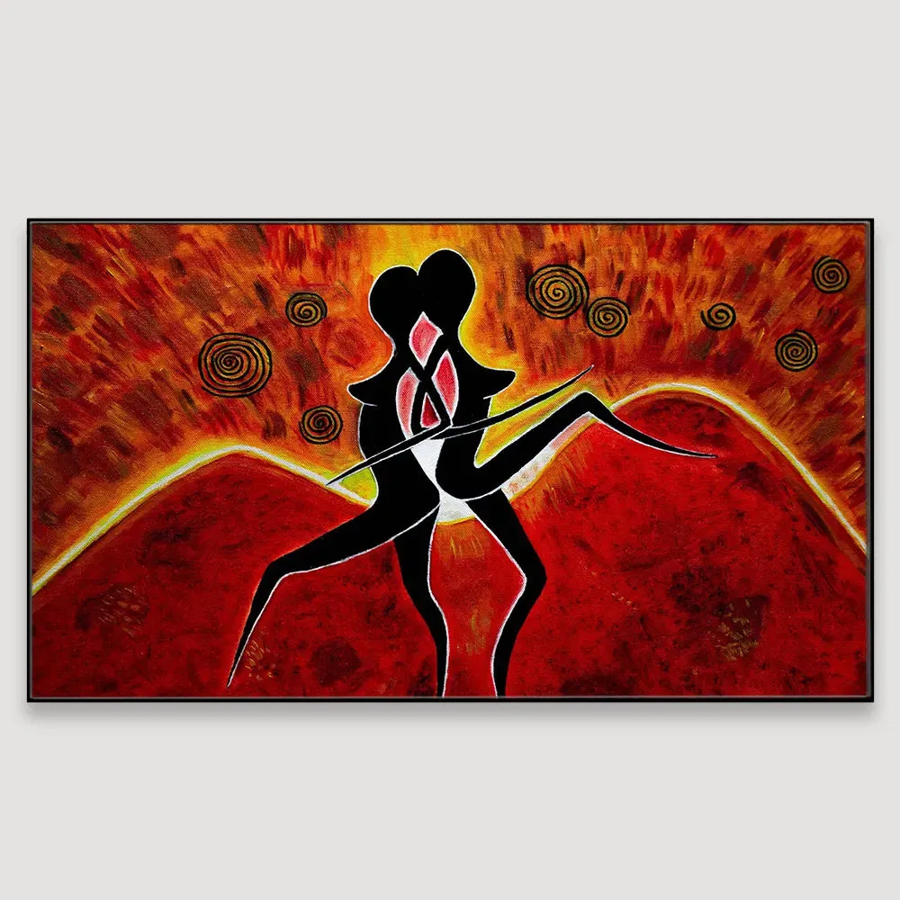 Beautiful Large Dancing Girls Modern Art Canvas Printed Painting With Frame