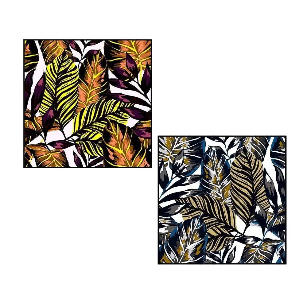 Beautiful Leaf Art Canvas Painting With Black Floating Frame Size: 30 cm (H) X 30 cm (W) Set of 2