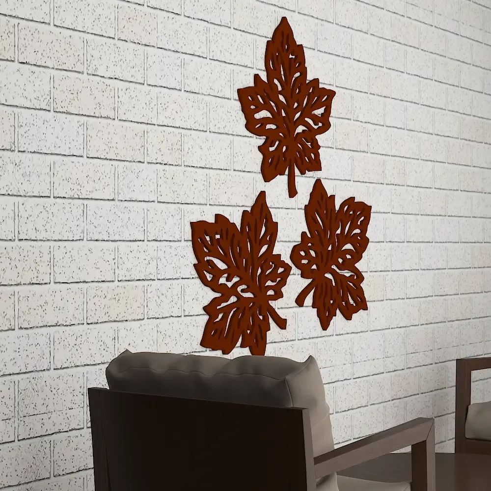 Beautiful Leaf cutting Design Wooden Wall Hanging Medium(17inch X 16 inch)