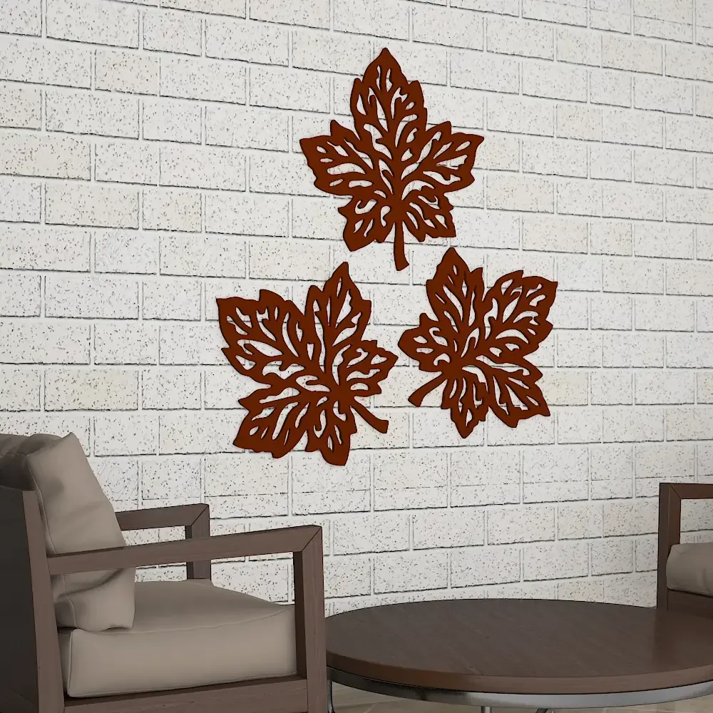 Beautiful Leaf cutting Design Wooden Wall Hanging Medium(17inch X 16 inch)
