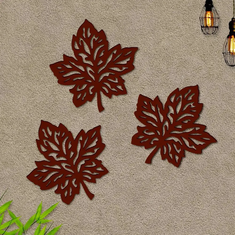 Beautiful Leaf cutting Design Wooden Wall Hanging Medium(17inch X 16 inch)