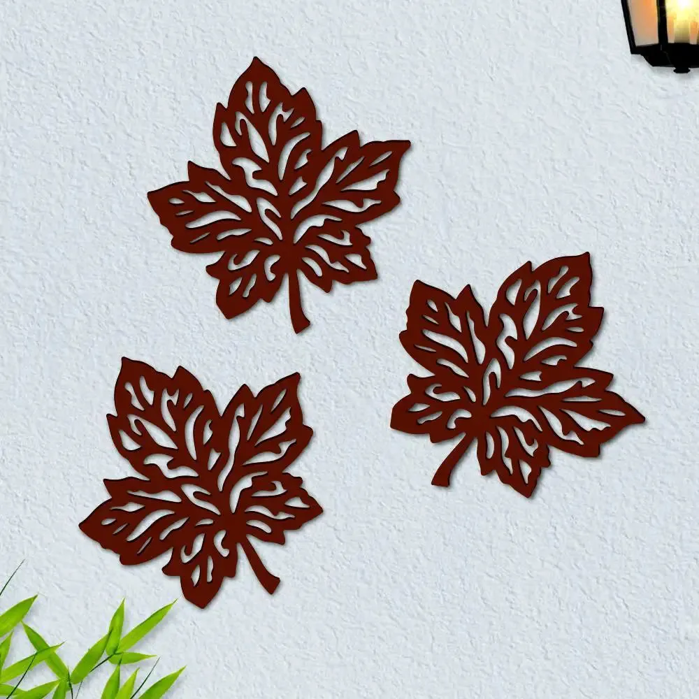 Beautiful Leaf cutting Design Wooden Wall Hanging Medium(17inch X 16 inch)
