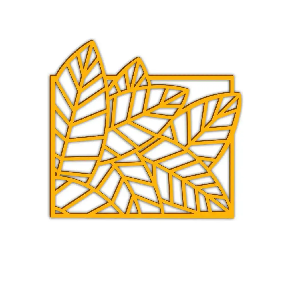 Beautiful Leaf design in golden yellow color Design Wooden Wall Hanging Medium(16 inch X 18 inch)