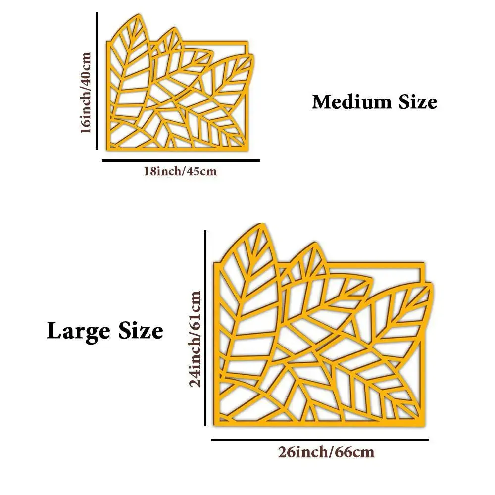 Beautiful Leaf design in golden yellow color Design Wooden Wall Hanging Medium(16 inch X 18 inch)