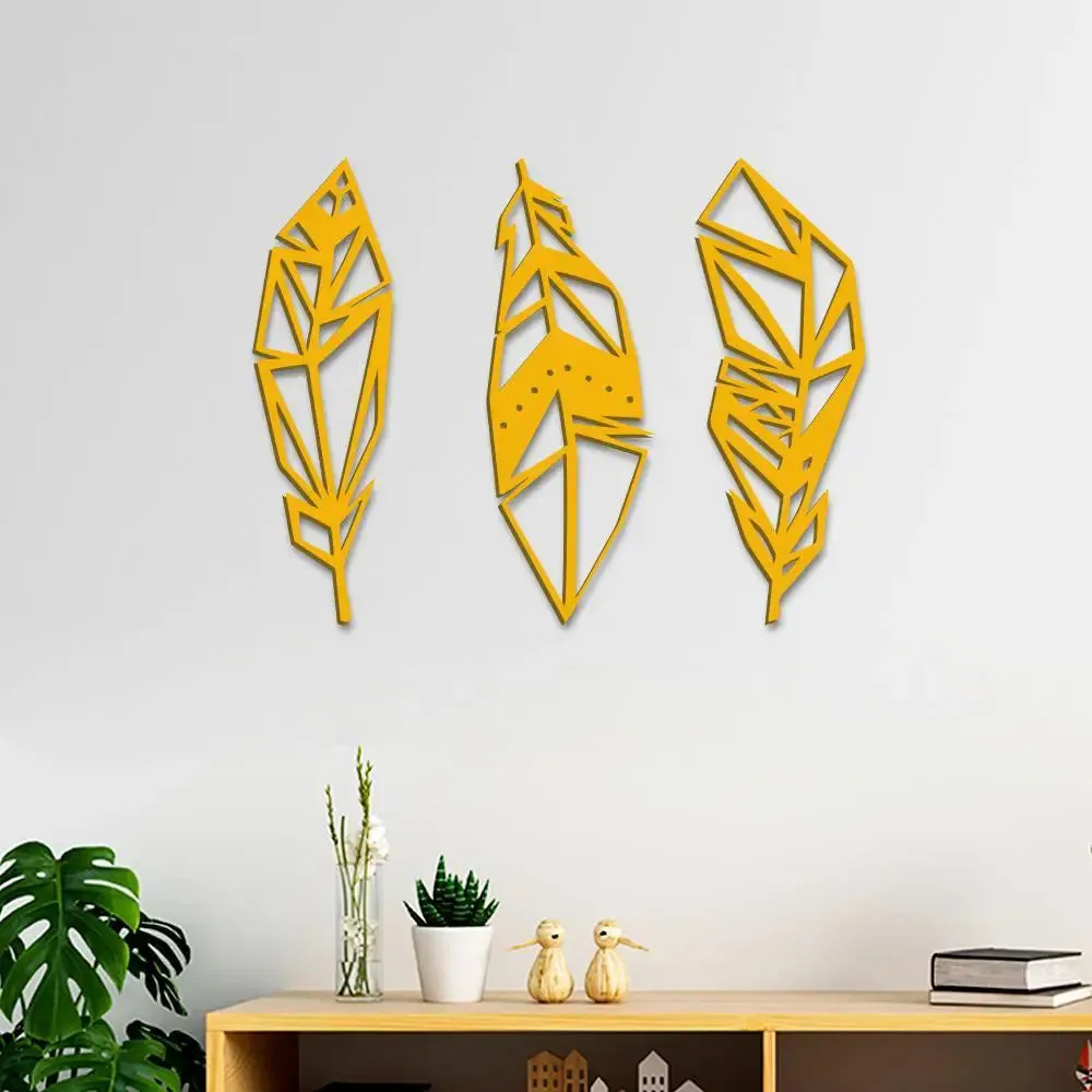 Beautiful Leaf Design in Yellow Color Wooden Wall Hanging Medium(18 inch X 16 inch)