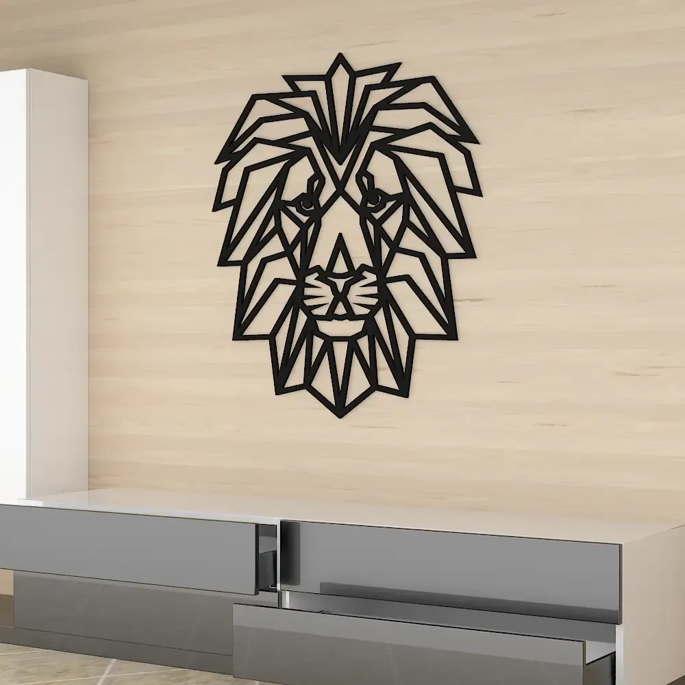 Beautiful Lion Face in Black color Design Wooden Wall Hanging Medium(18 inch X 15 inch)